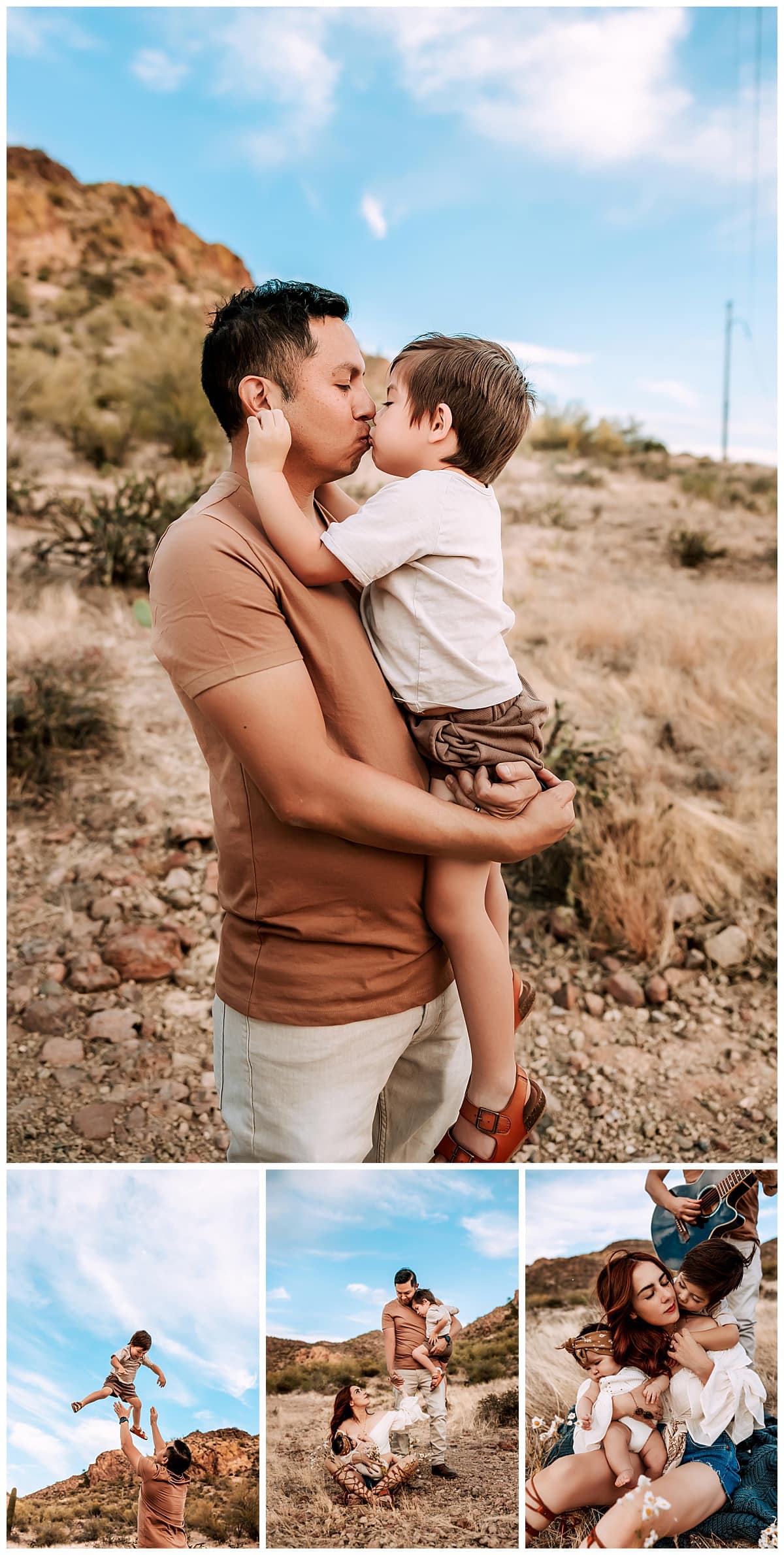 Dad gives son a kiss for their family lifestyle session by MacKenzie Pudenz Photography.
