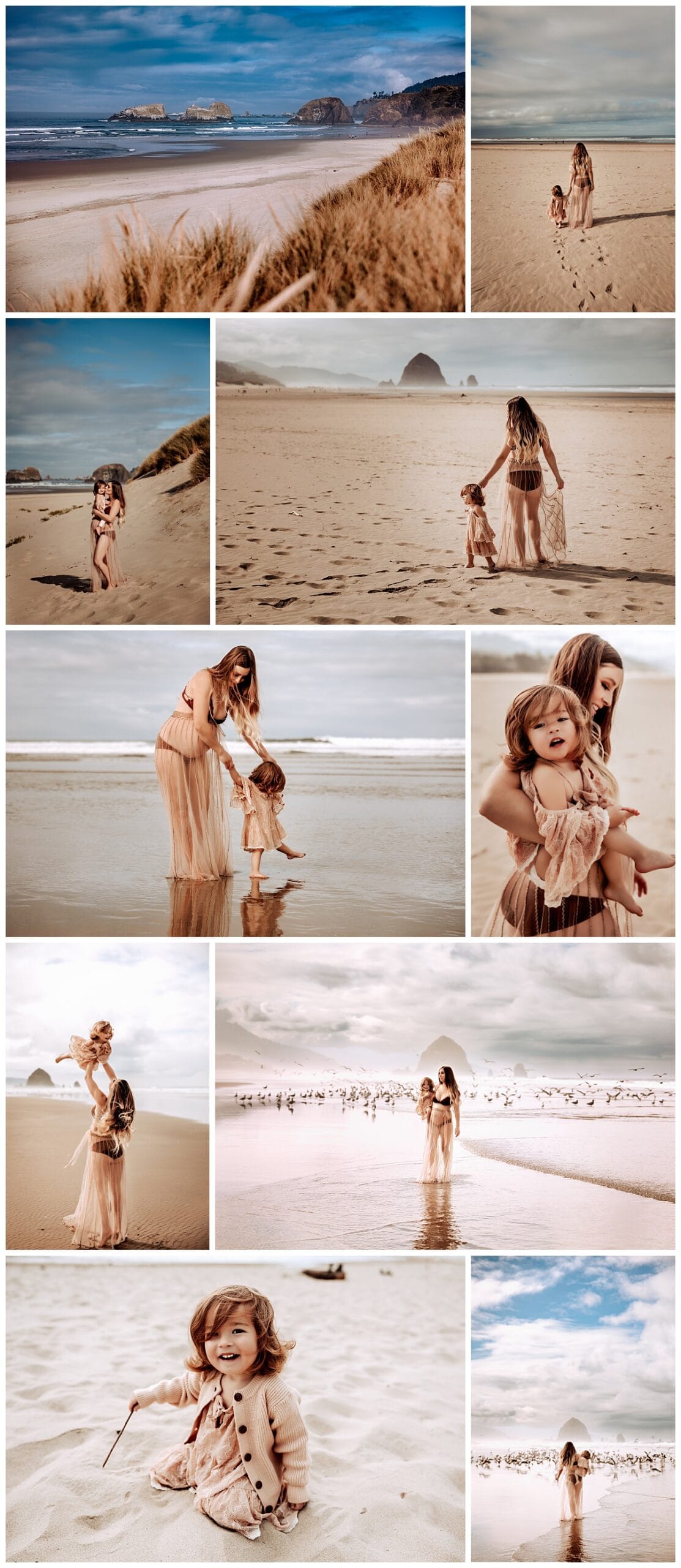 A boho beach maternity session on the Oregon Coast in Cannon Beach by MacKenzie Pudenz Photography, a PNW maternity photographer.